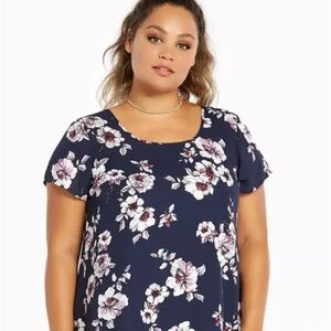 Torrid Pink and White Relaxed Short Sleeve Blouse